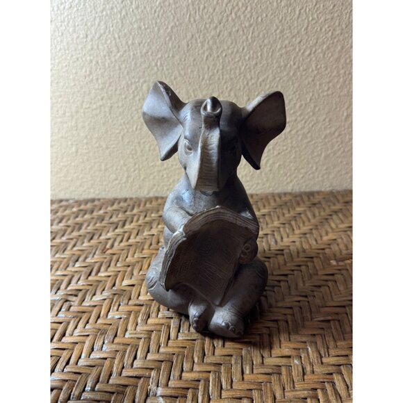 Ari Bookends Reading Elephant Statuettes Classic Brown Resin - Set of 2 - Picture 7 of 13